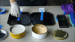 同一時間使用蜜蠟250的模具在差不多2秒后就掉落在桌面上，但使用常規蠟的模具還是牢牢地穩固貼在模具上，附著力十分強，由此可見使用蜜蠟250的脫膜效果更勝一籌。